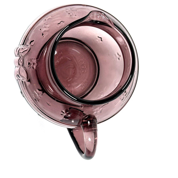 VTG Crownford Giftware 1988 Amethyst Rose Pink Art Glass Pitcher Bow Flowers - Picture 5 of 10